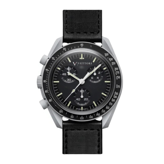 Vettori Chronograph 42mm – Black Dial | Black Fabric Strap